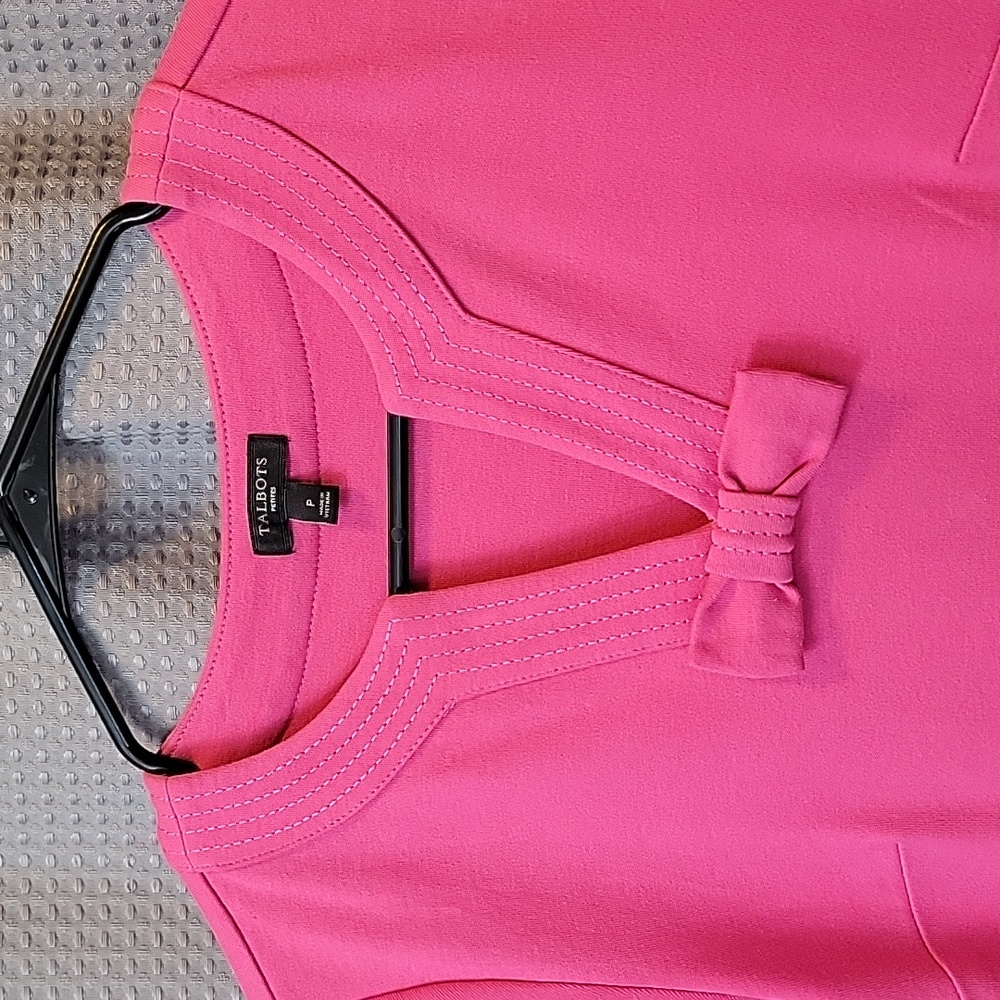 Talbots Cute Vintage Look Pink Shift Dress With Bow Size P - XS or 0/2 - Picture 4 of 5